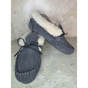 Minnetonka Faux Fur Lined Moccasins Women Sz 9M Casual Warm Comfort Slippers
